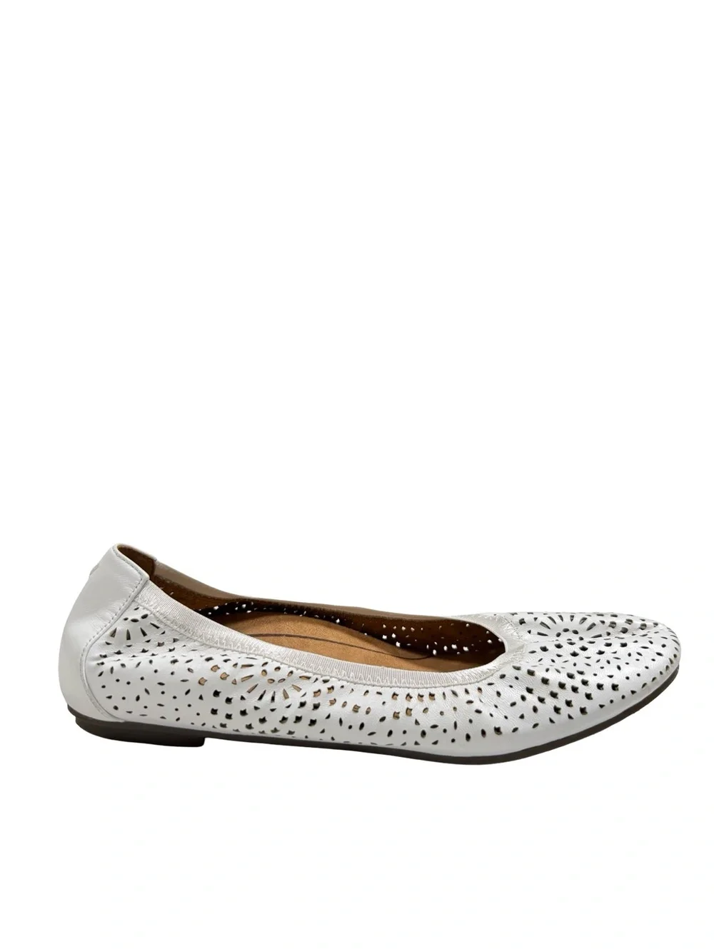 Vionic Robyn White Leather Perforated Ballet Flats Womens Sz 9 Orthotic Shoes - Picture 5 of 11